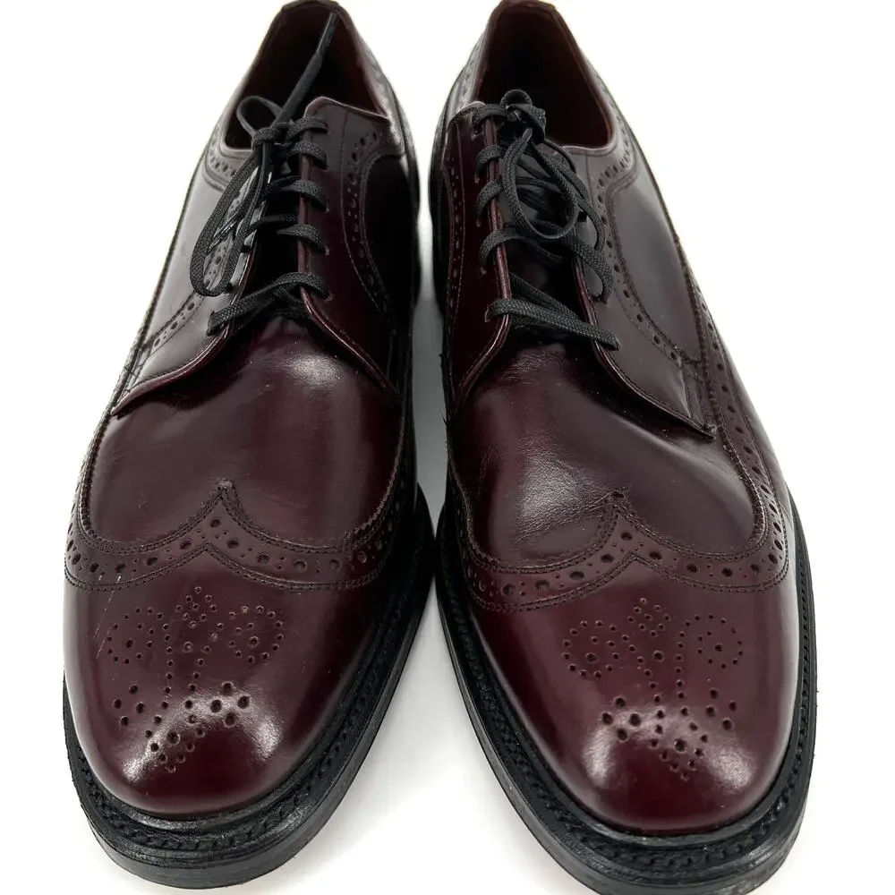Foot-So-Port Mens Oxblood Wing Tip Leather Dress Shoes Size 10.5 Preowned